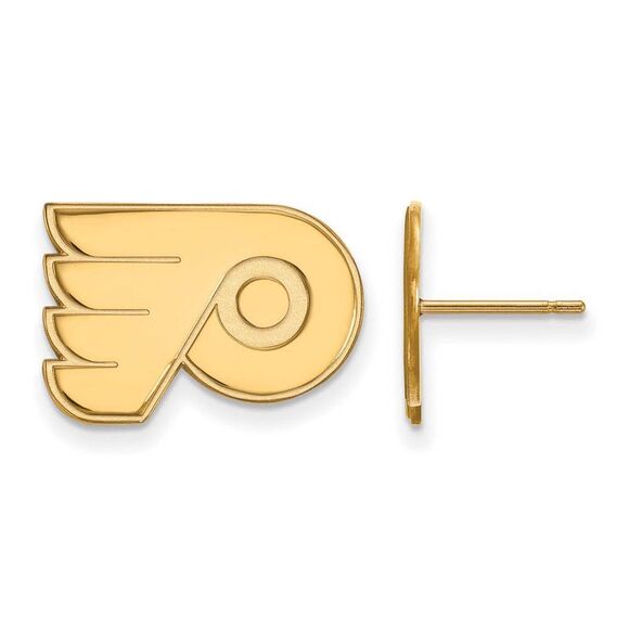SS 14k Yellow Gold Plated NHL Philadelphia Flyers Small Post Earrings